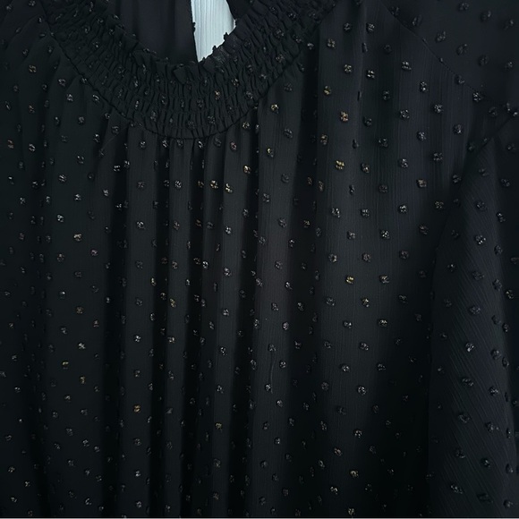 Size 3 (22-24) Torrid Black Mini Clip Dot Blouson Sleeve Dress - Picture 7 of 8